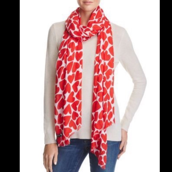 kate spade Accessories - Kate Spade Red & White Heart to Heart Scarf